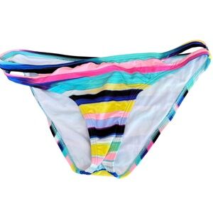BAR III Swim Bottom Striped Size Large Pink Blue Black NWT